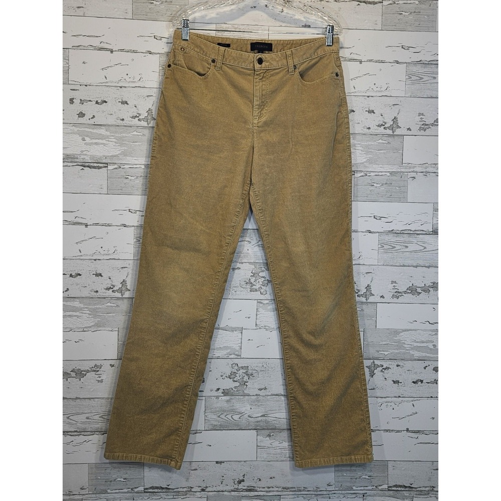 Talbots Heritage Tan Khaki Corduroy Straight Leg Pants Womens 12 Classic Casual